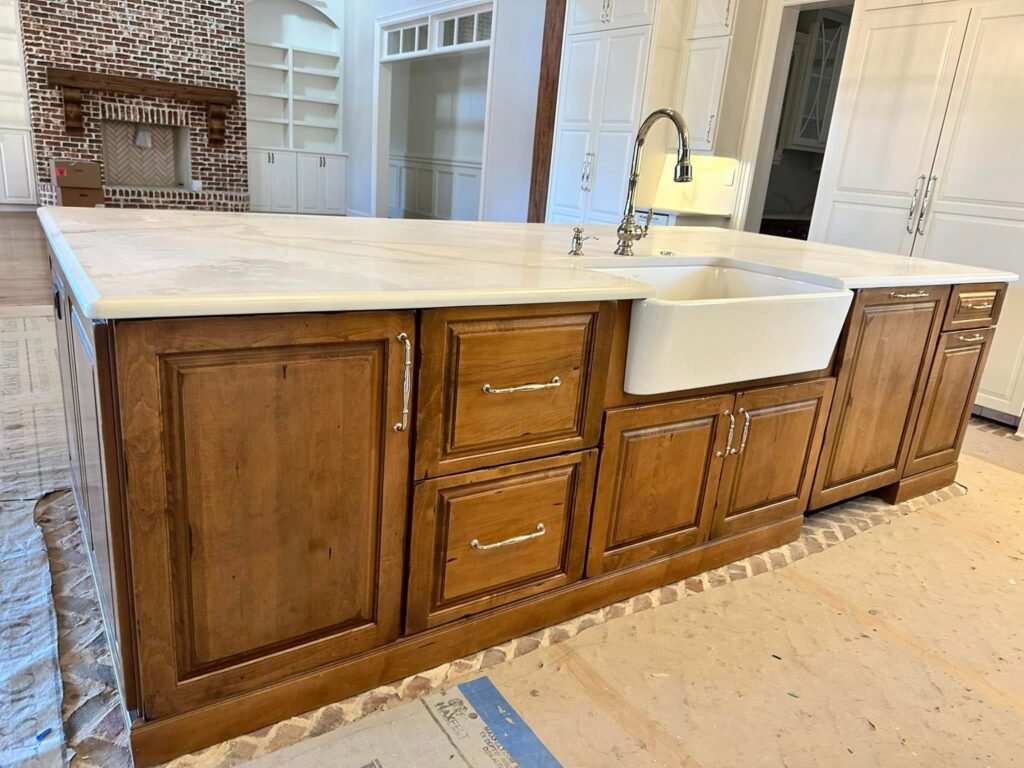 farmhouse sink wood island classic kitchen.jpg