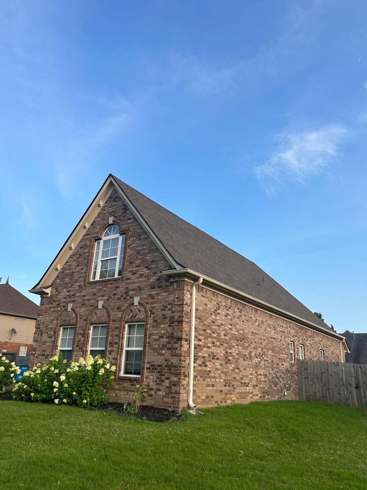 New shingle roof on a steep gable in Arlington TN