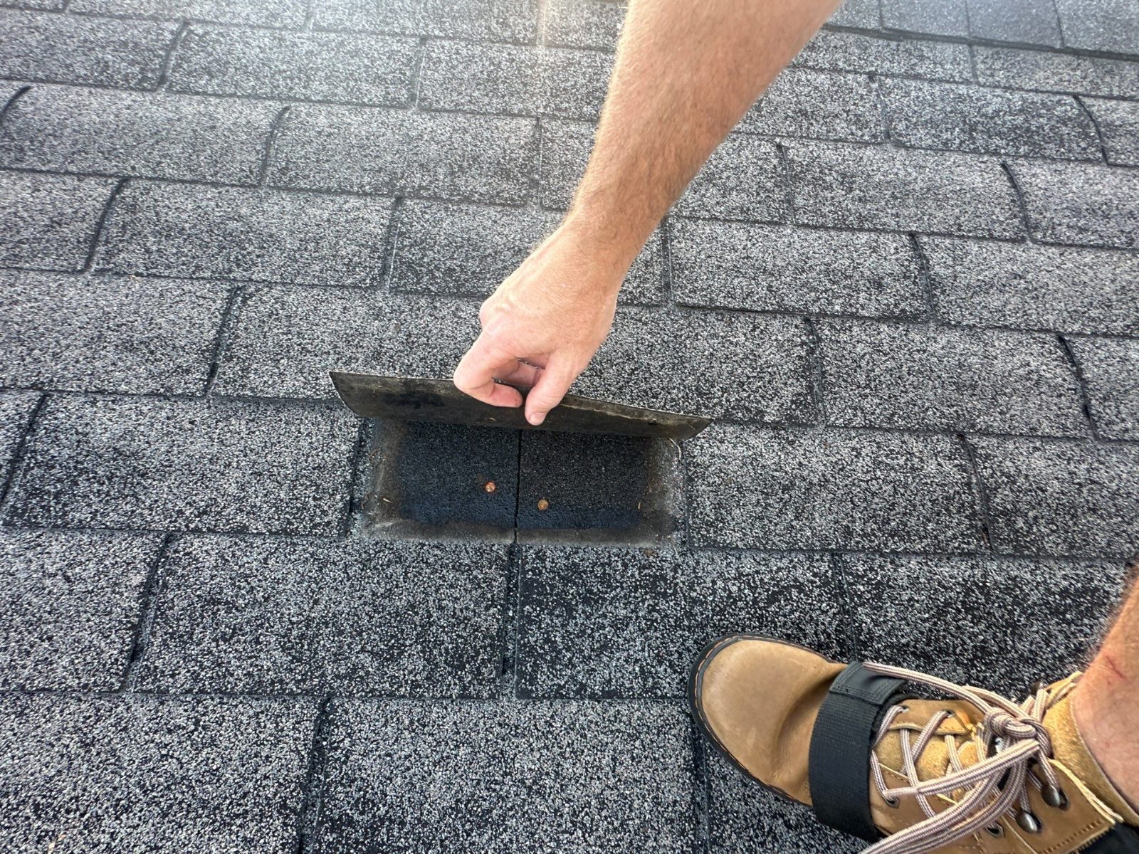 Wind-lifted shingle found during an inspection in West Memphis AR